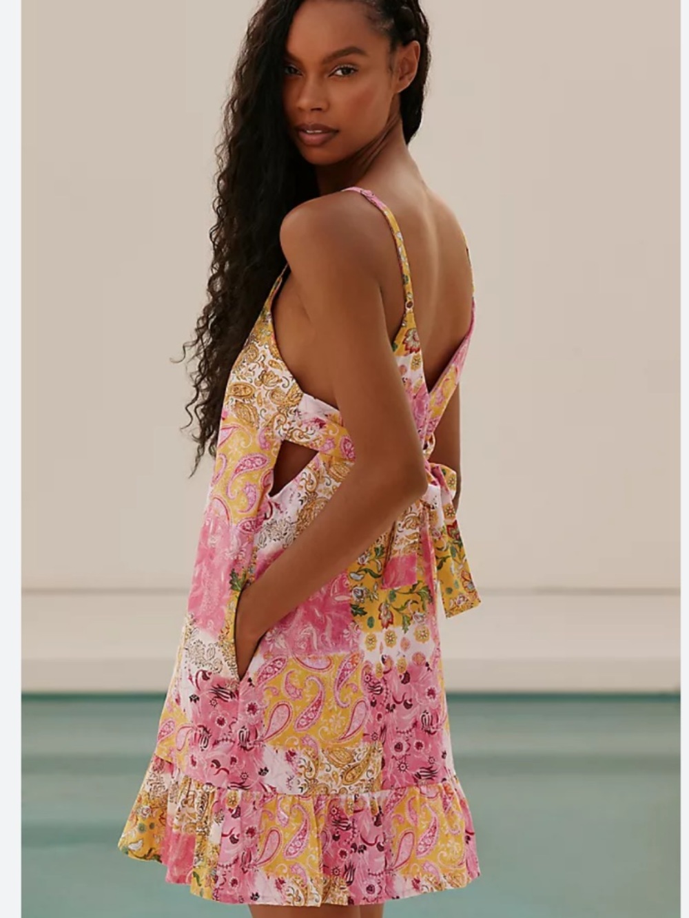 NWT Anthro Peixoto Blake Cotton Tie Back ROMANTIC Summer Sun Beach Mini Dress, M